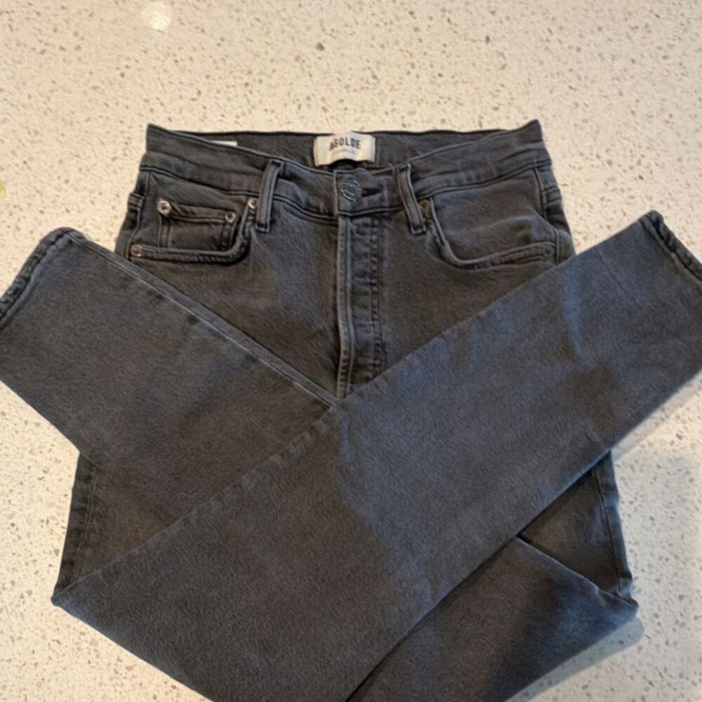 AGOLDE Women's Jeans Gray Dark Wash Button Zip Pockets Solid Size 25